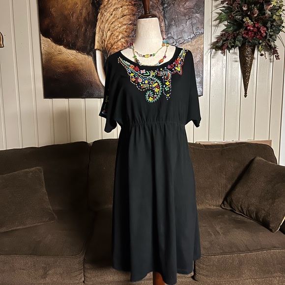 RXB~ Boho Multi-Color Beaded Size Large Dress - Picture 1 of 16